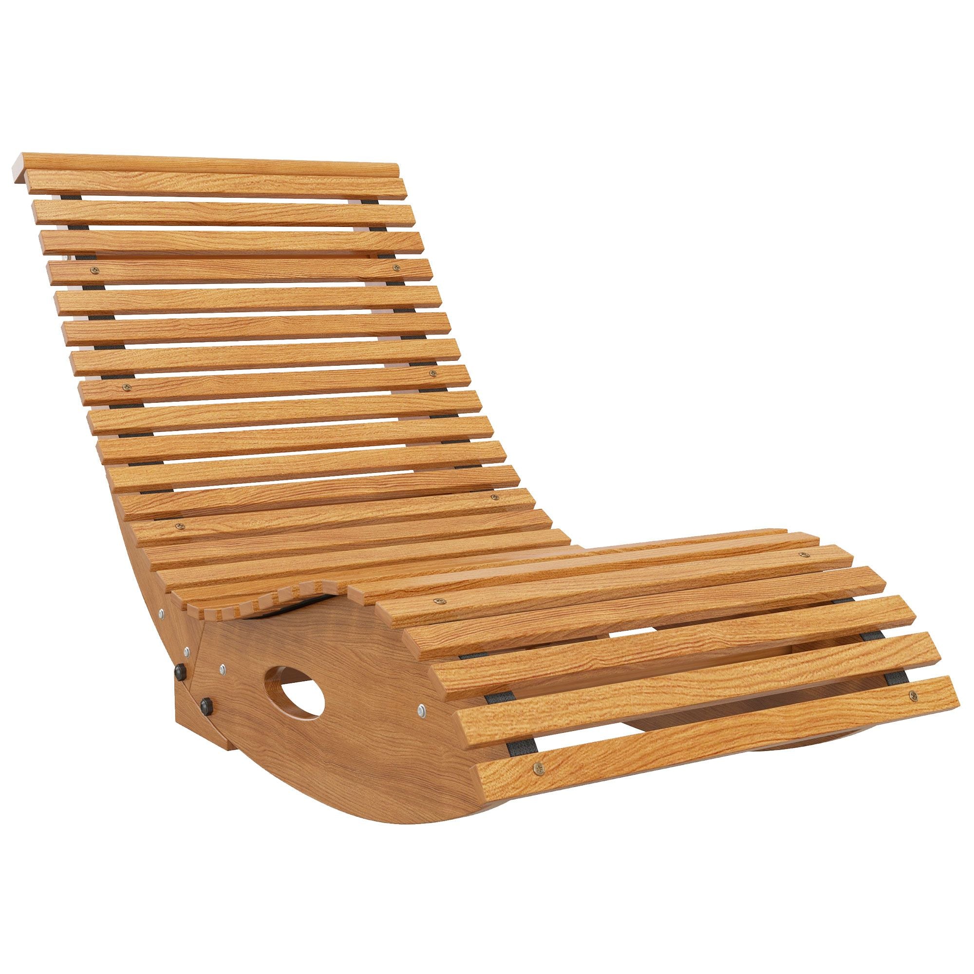 Slatted Wooden Outdoor Rocking Chair – Teak Finish – product image 11