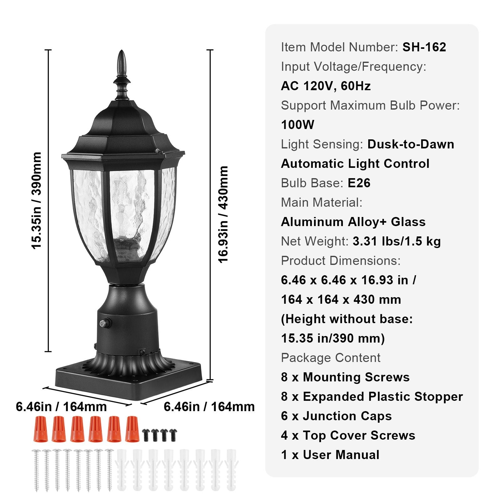 Dusk-to-Dawn Outdoor Post Lights with Pier Bases – 2 Pack – product image 7