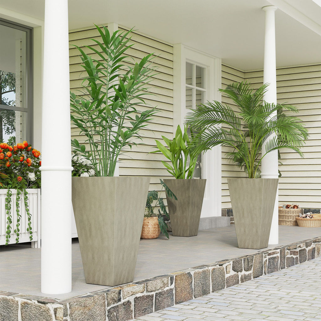 Tall Gray Planters with Drainage – Set of 3 – product image 2