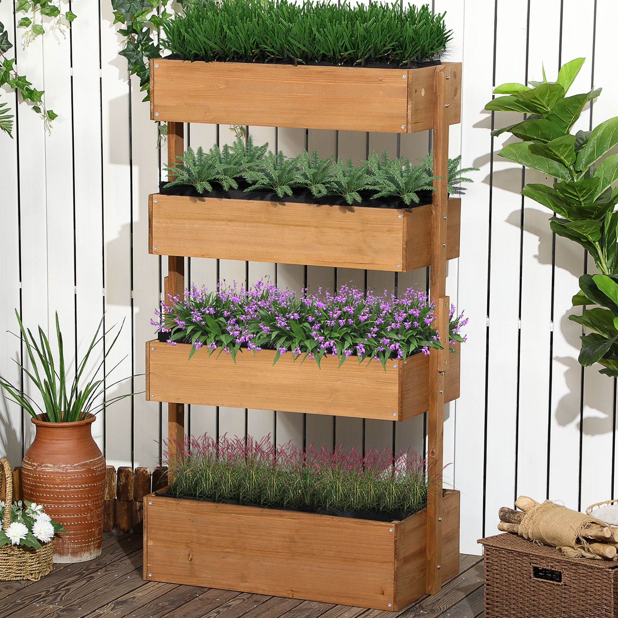 Four-Tier Vertical Wooden Raised Garden Bed – Orange – product image 10