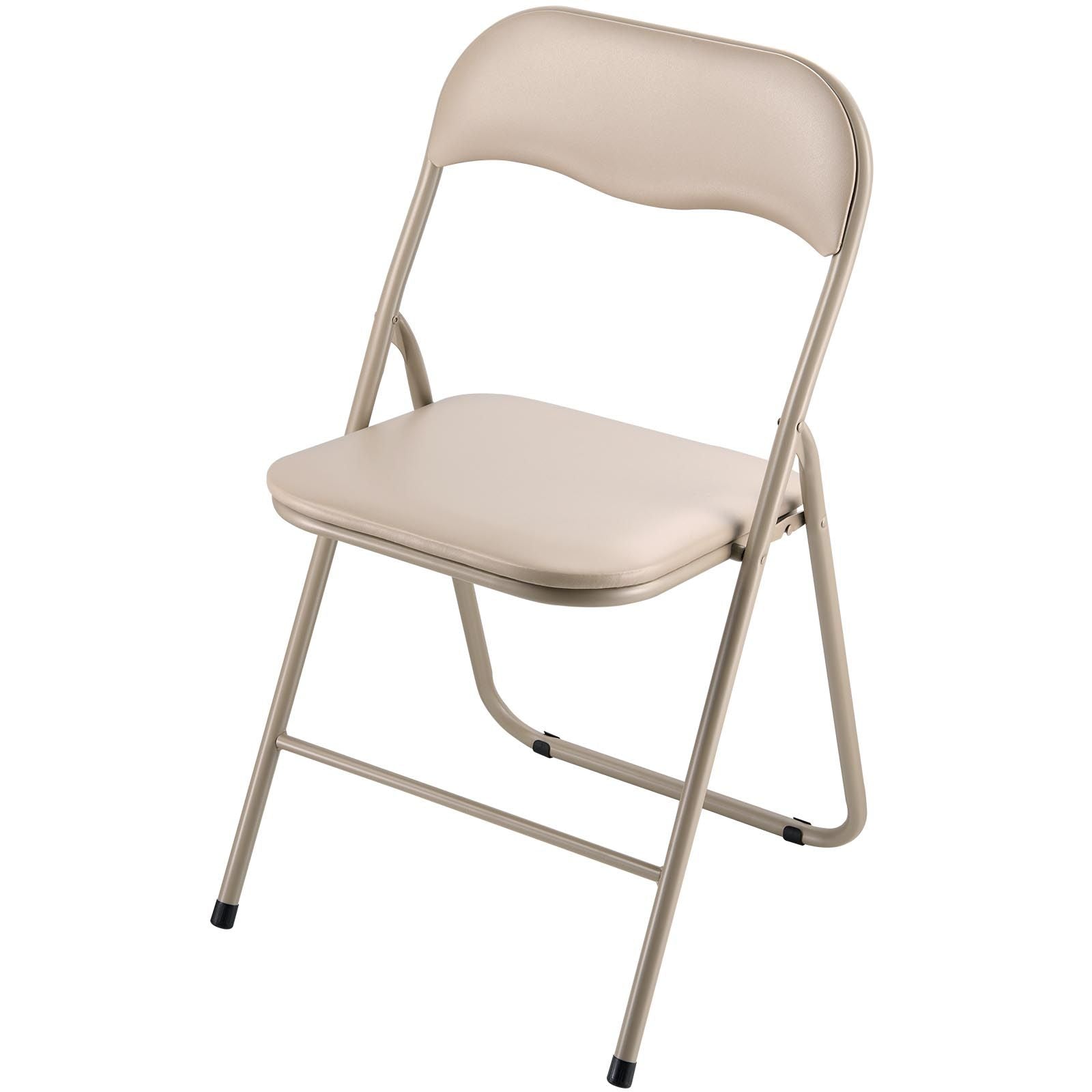 Khaki Padded Folding Chairs – Set of 4