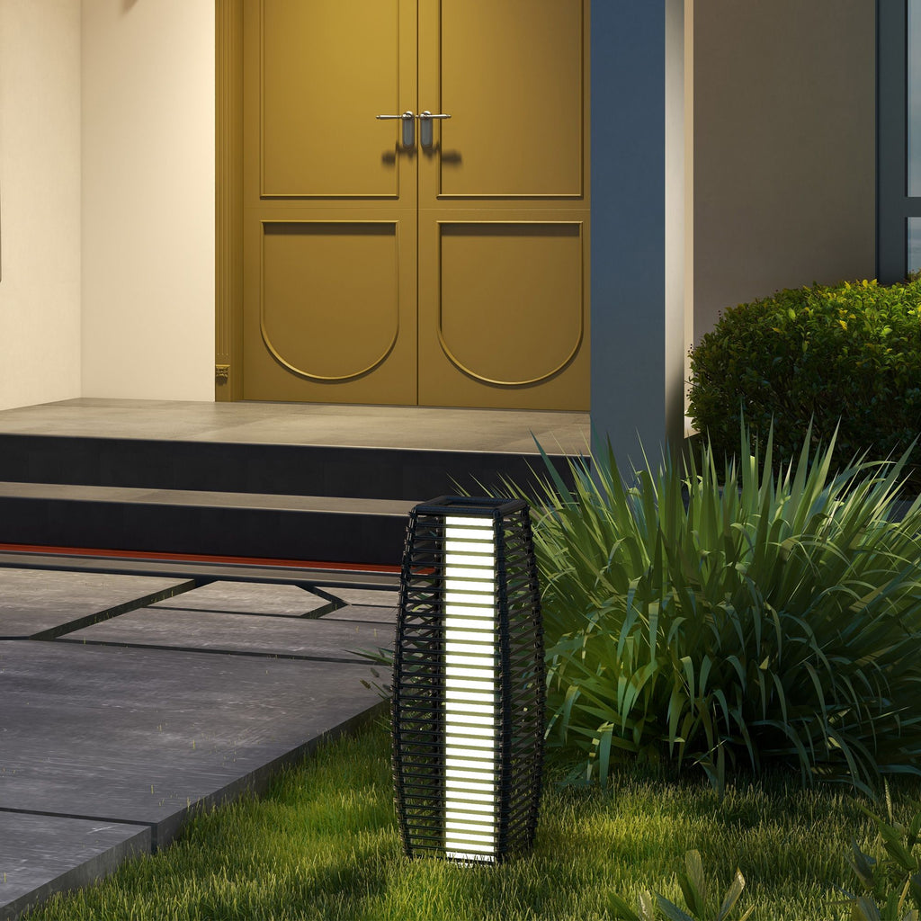 Gray Solar-Powered Rattan Outdoor Floor Lamp – product image 10