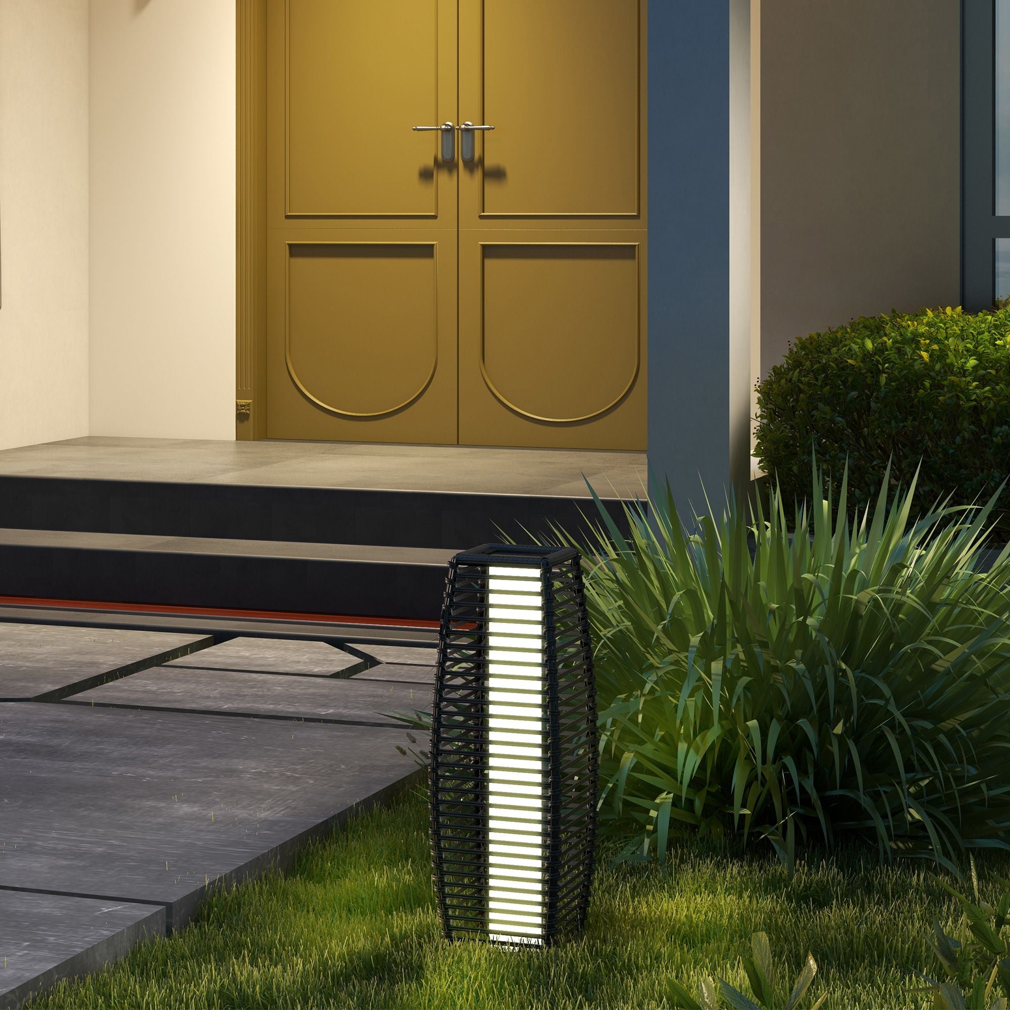 Gray Solar-Powered Rattan Outdoor Floor Lamp – product image 10