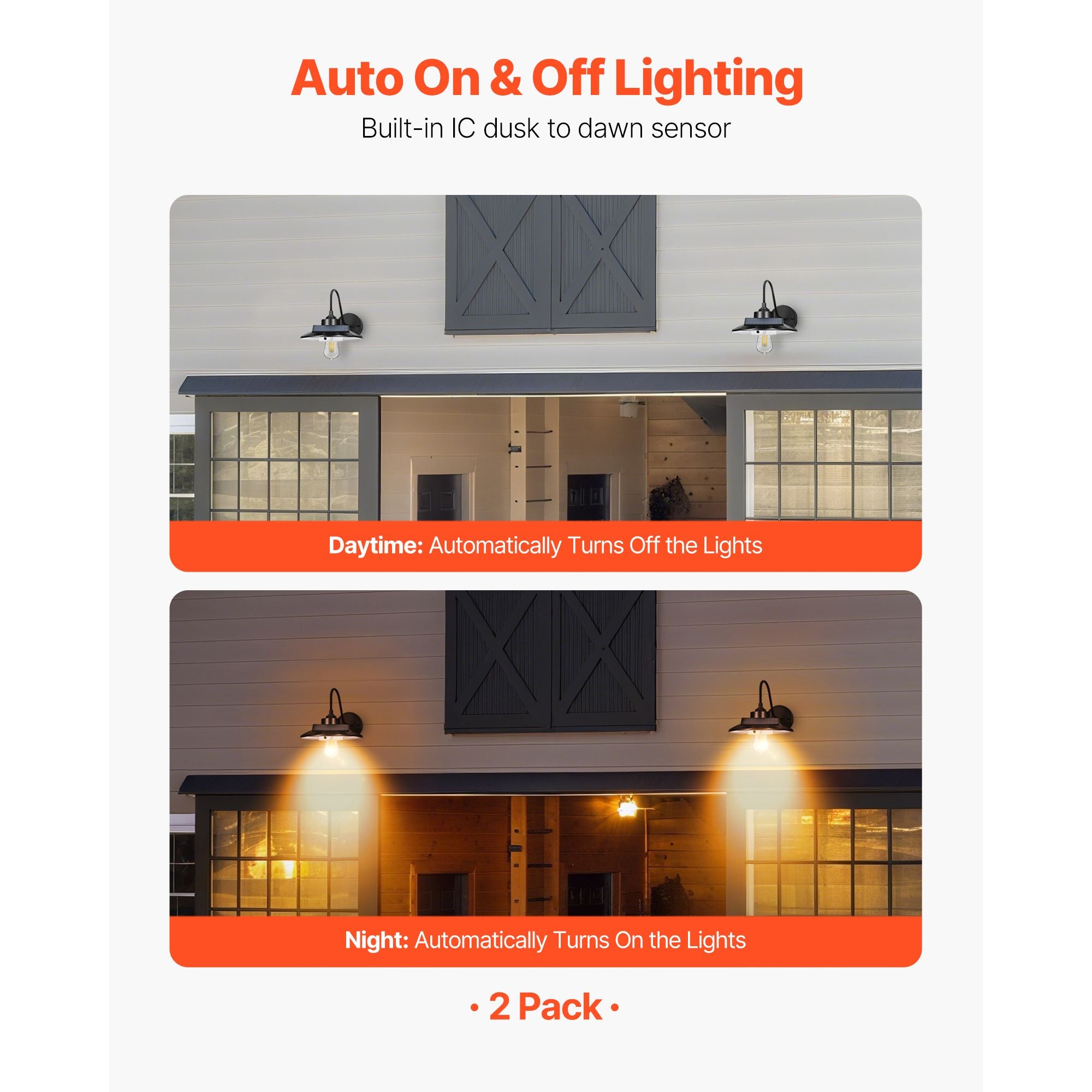 Solar Motion-Sensor Barn Lights – 2 Pack – product image 2