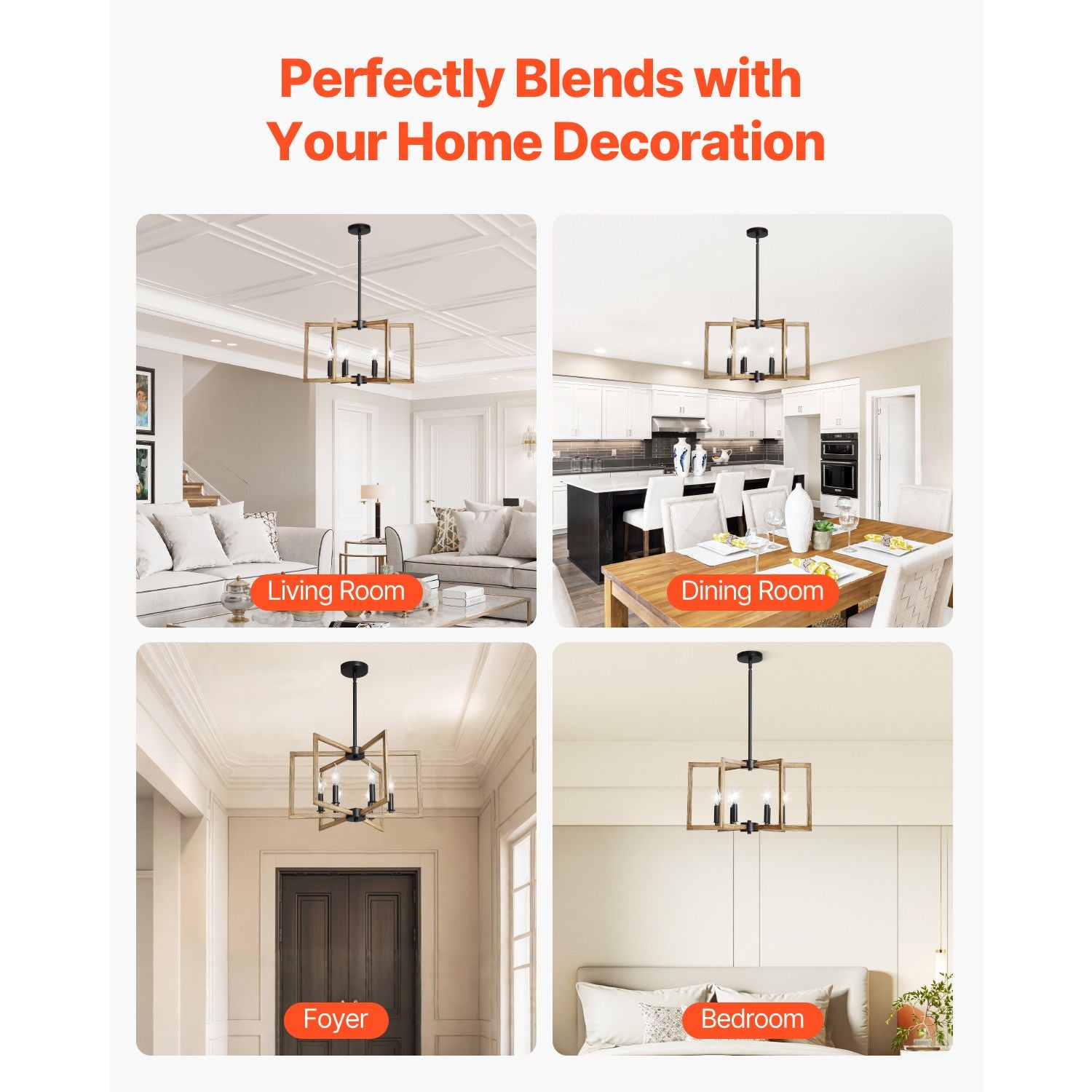 Six-Light Adjustable Farmhouse Metal Chandelier – product image 6