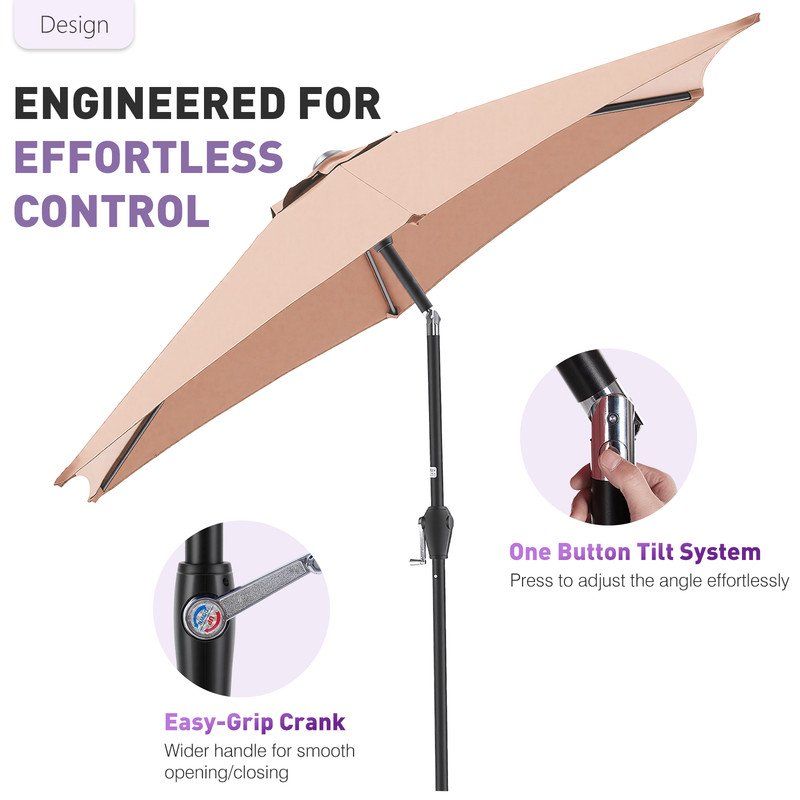 7.5 Ft Beige Patio Umbrella with Tilt and Crank – product image 3