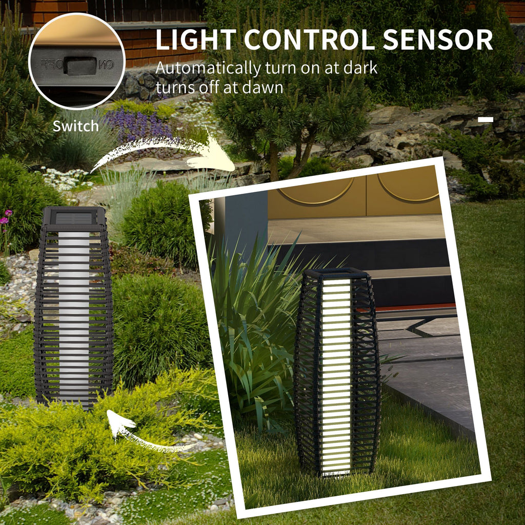 Gray Solar-Powered Rattan Outdoor Floor Lamp – product image 6