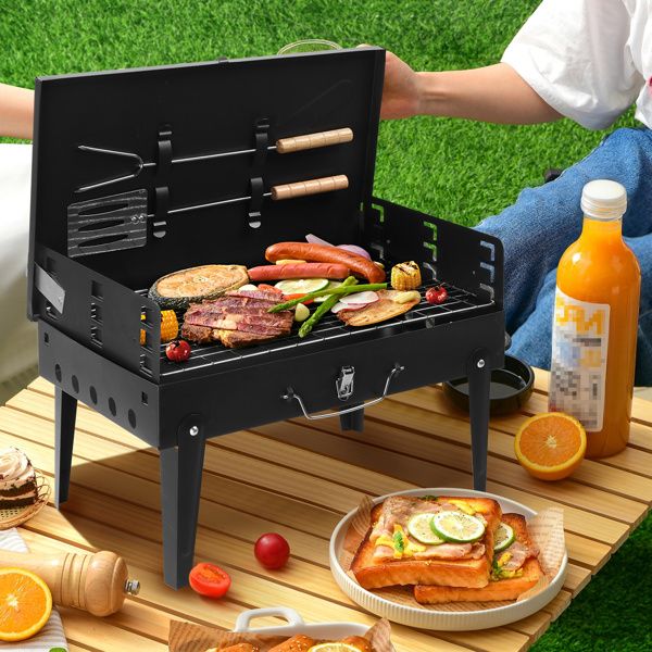Portable Square Charcoal Grill – Black – product image 16