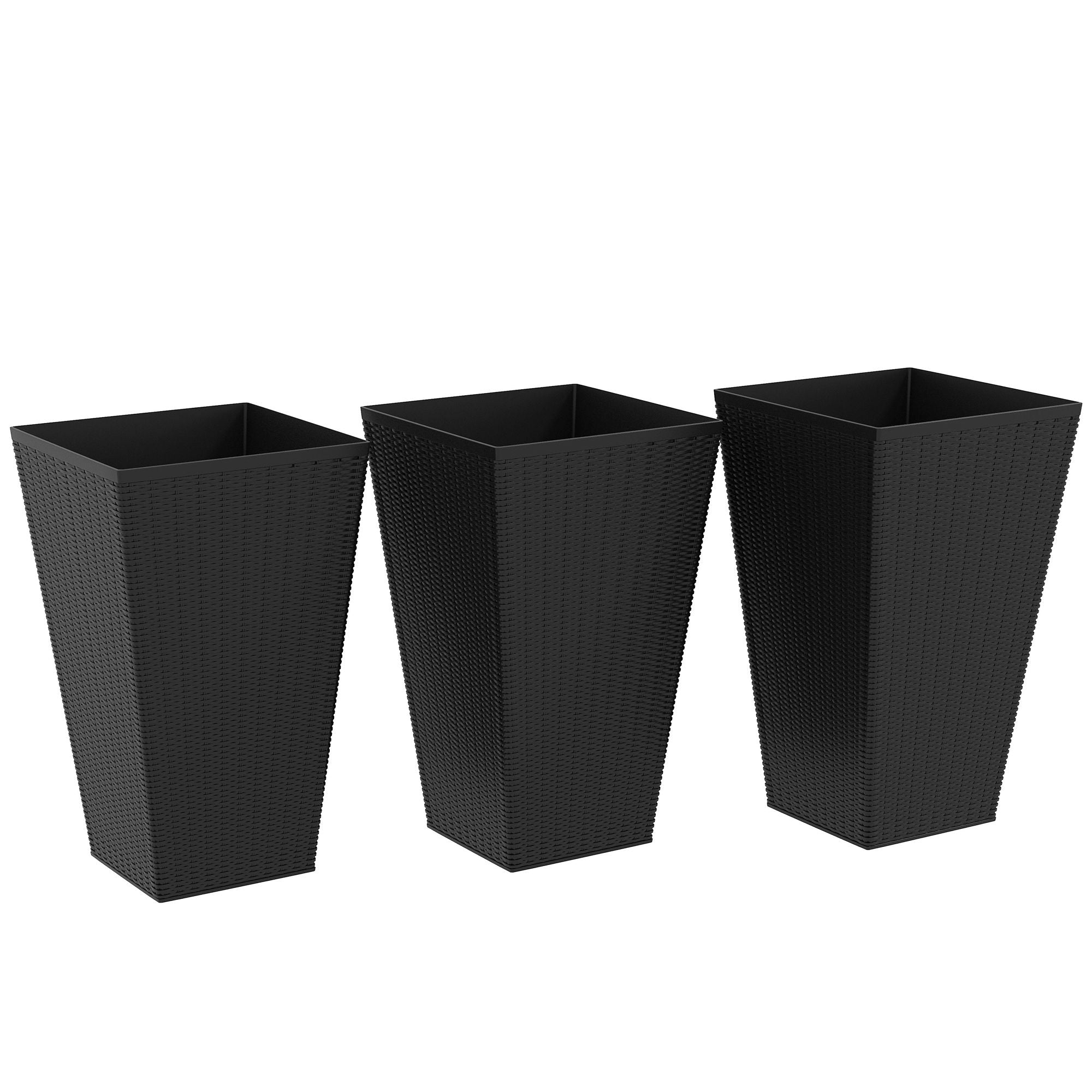 Tall Black Rattan-Style Planters – Set of 3 – product image 12