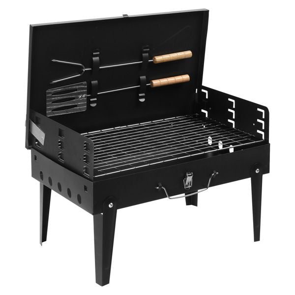 Portable Square Charcoal Grill – Black – product image 3