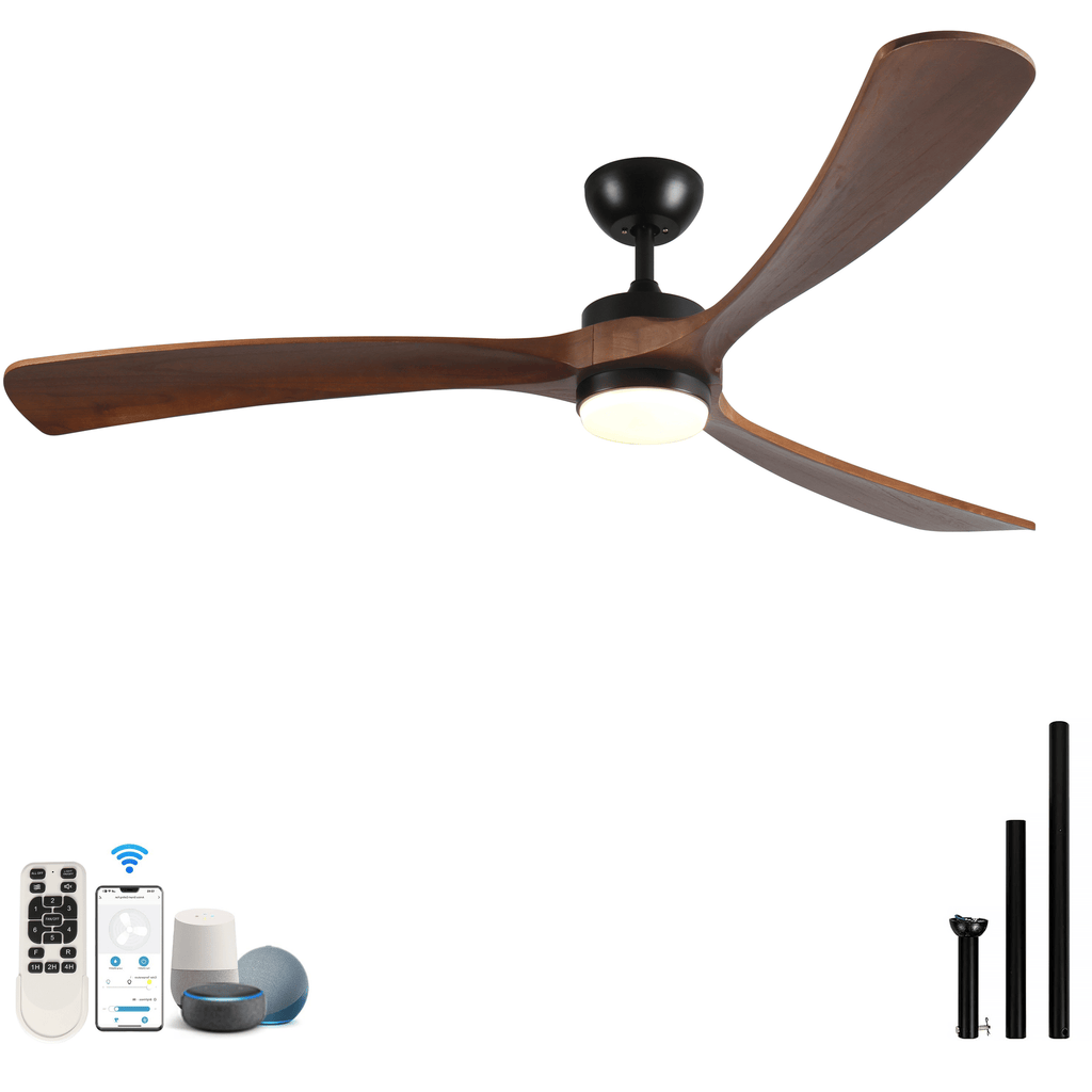 72-Inch Indoor/Outdoor Ceiling Fan with Light and Remote – Walnut – product image 6