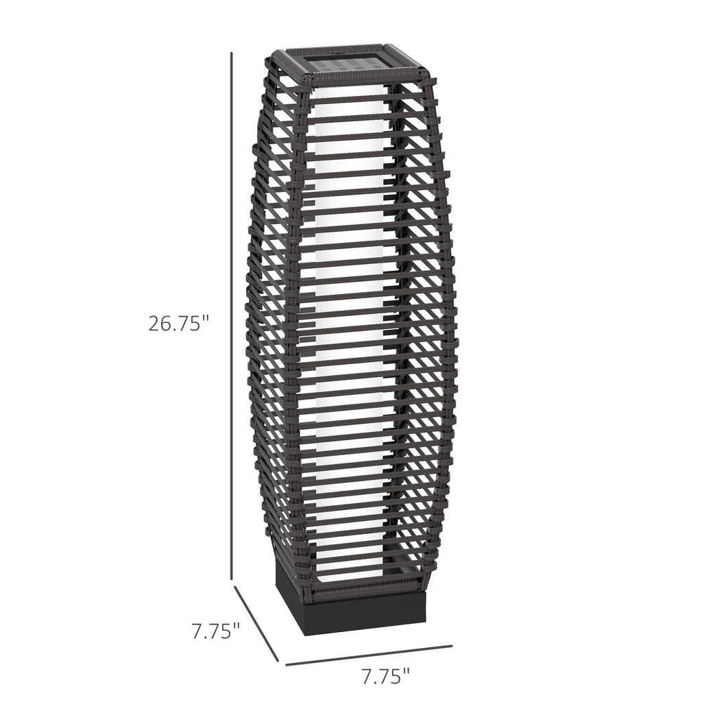 Gray Solar-Powered Rattan Outdoor Floor Lamp – product image 3