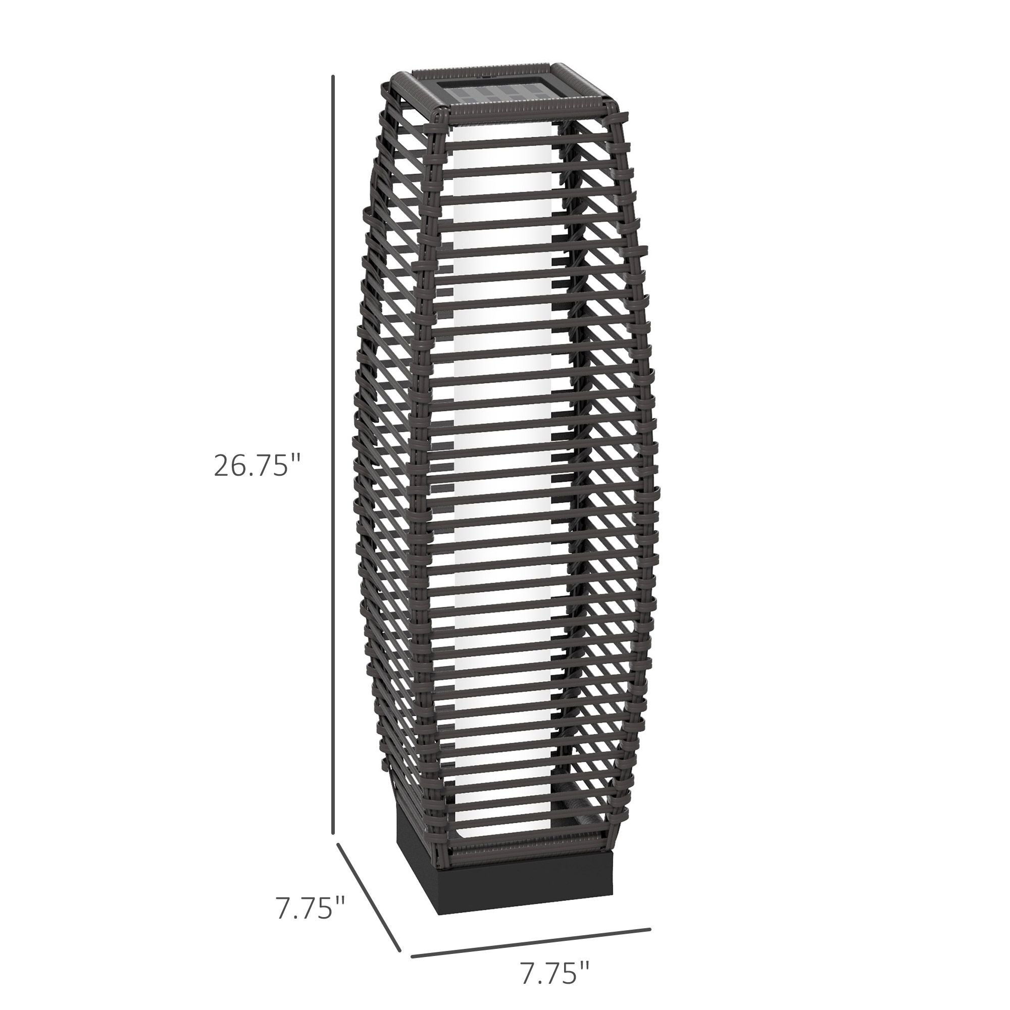 Gray Solar-Powered Rattan Outdoor Floor Lamp – product image 3