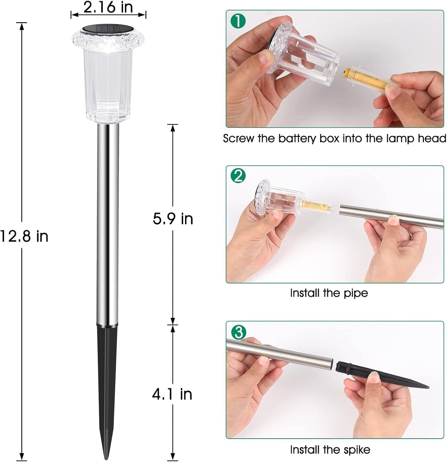 Stainless Steel Solar Pathway Lights – 10 Pack – product image 4