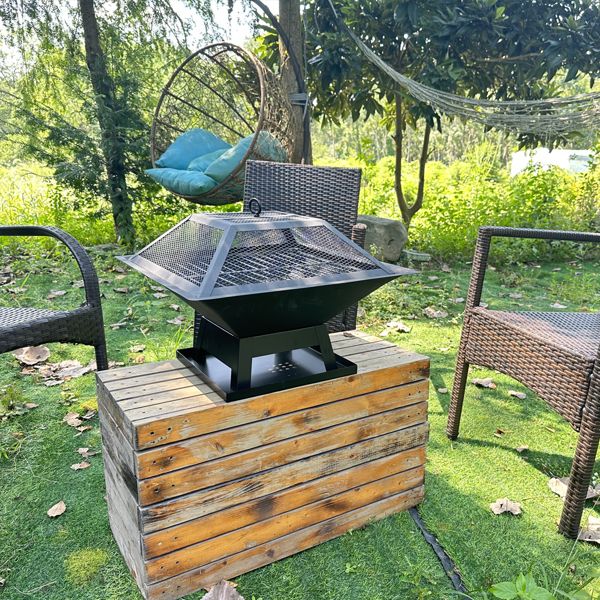 Portable Square Fire Pit and Charcoal Grill – product image 9