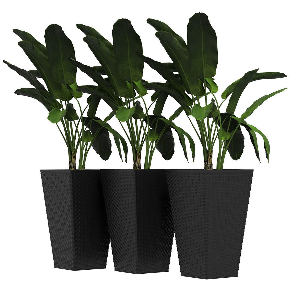 Tall Black Rattan-Style Planters – Set of 3 – product image 11
