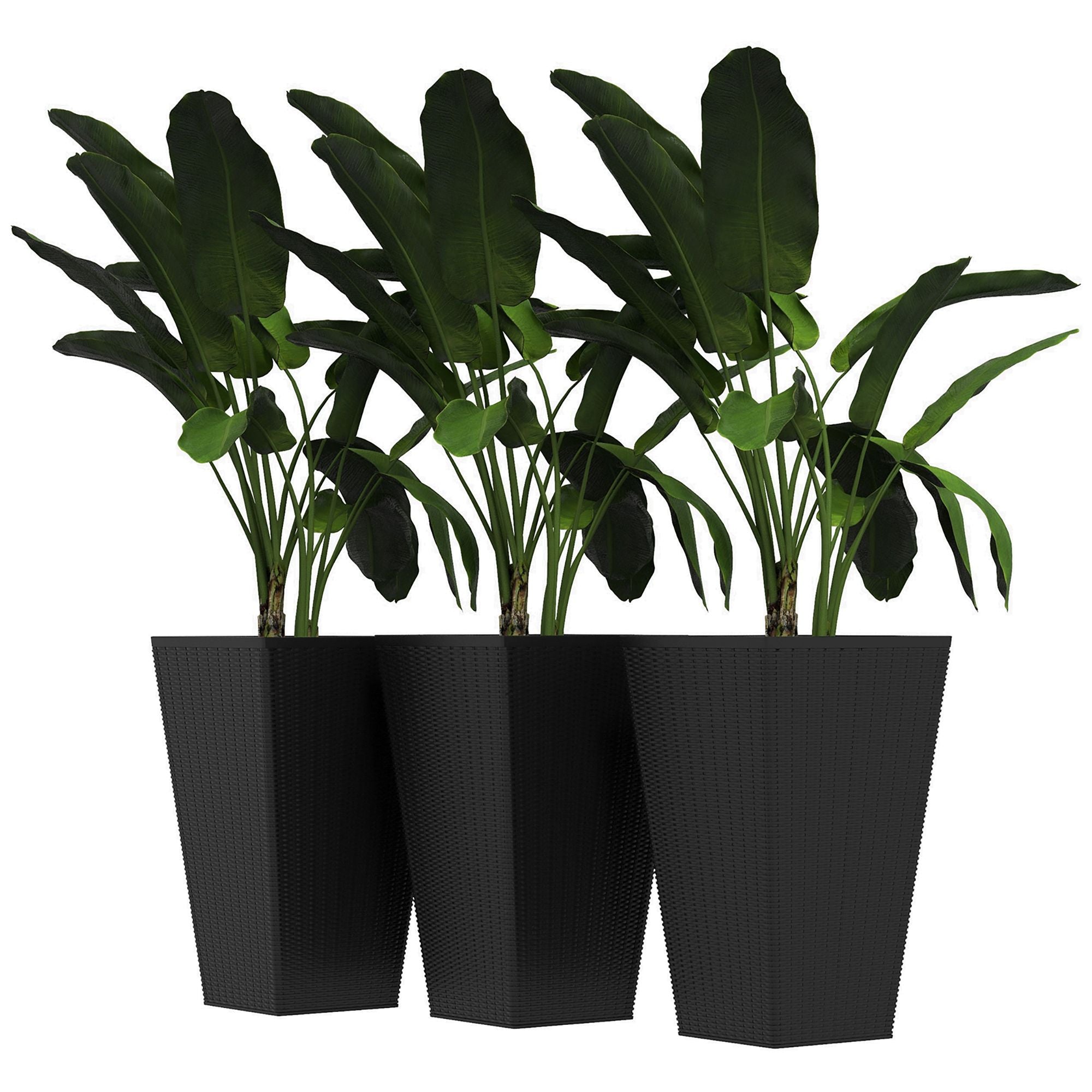 Tall Black Rattan-Style Planters – Set of 3 – product image 11