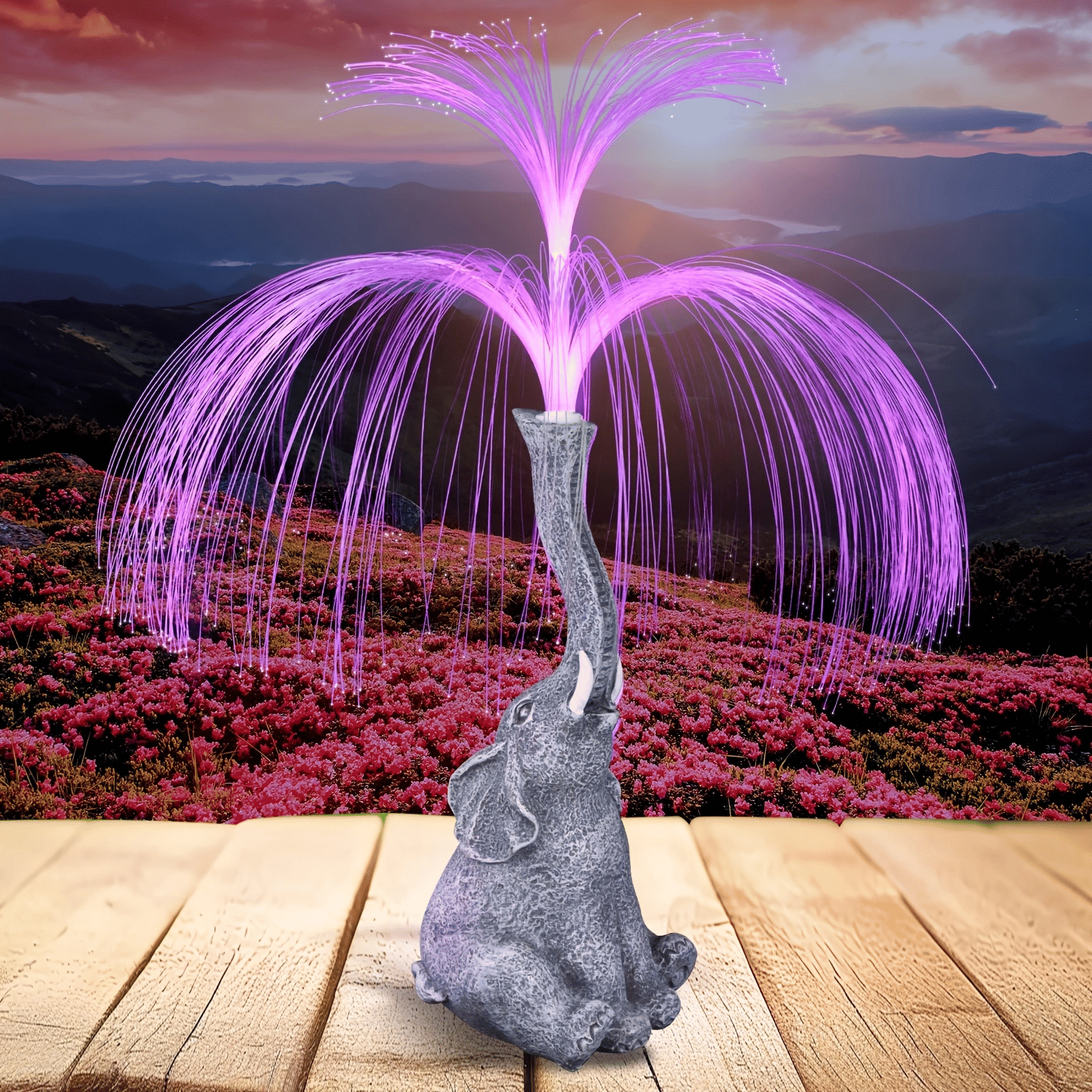 Solar Elephant Garden Fountain Light