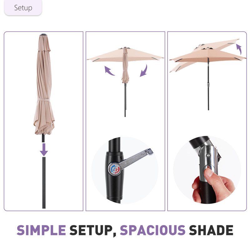 7.5 Ft Beige Patio Umbrella with Tilt and Crank – product image 4