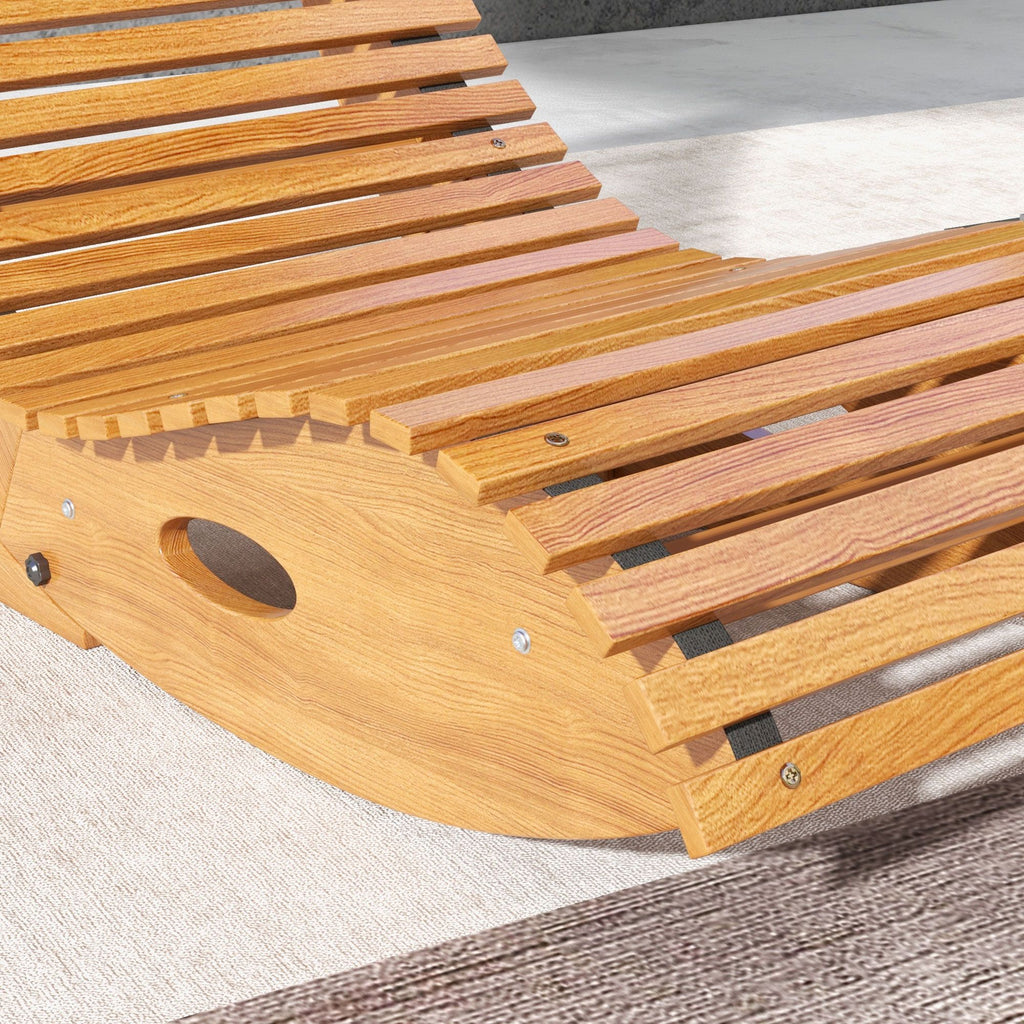 Slatted Wooden Outdoor Rocking Chair – Teak Finish – product image 8