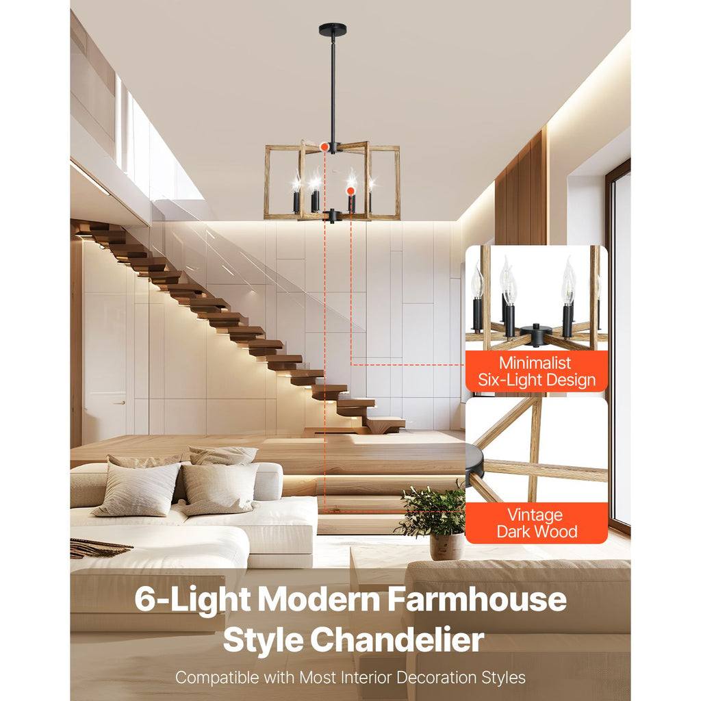 Six-Light Adjustable Farmhouse Metal Chandelier – product image 2