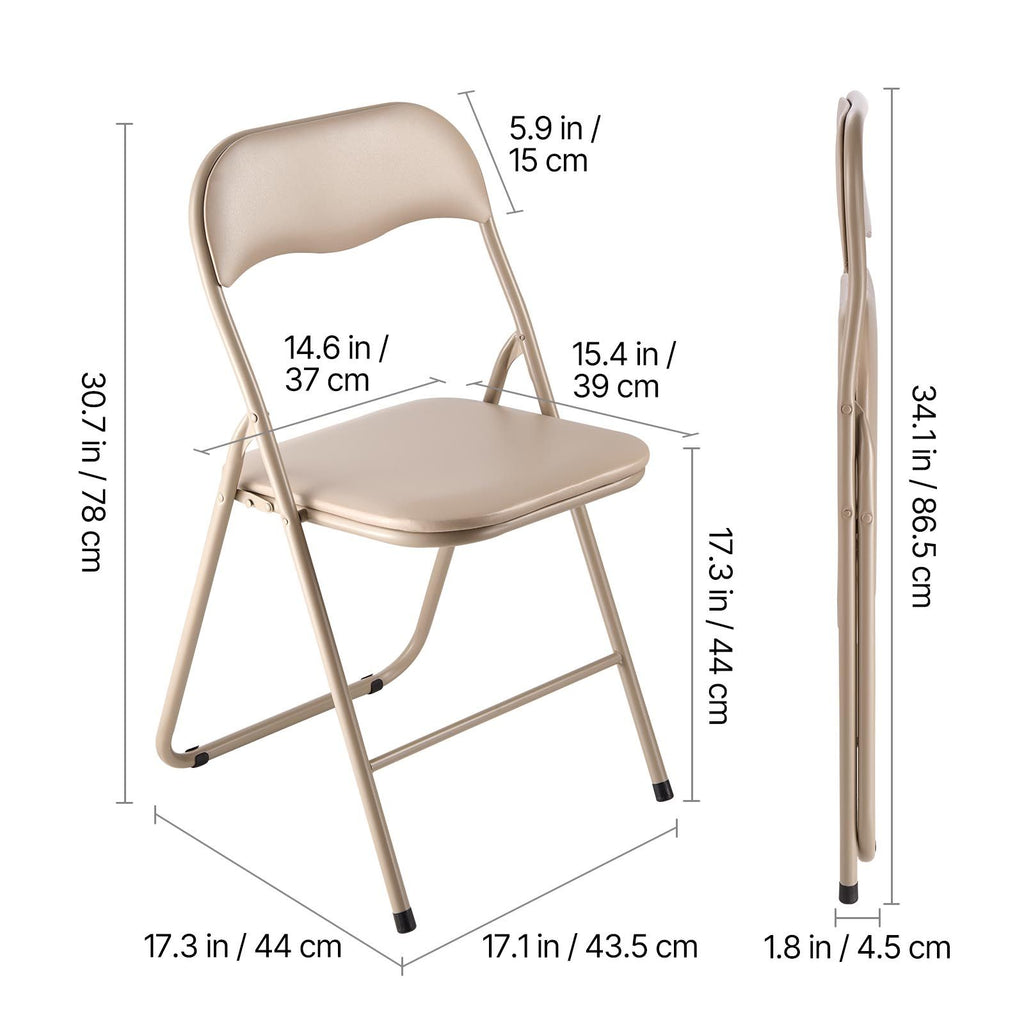 Khaki Padded Folding Chairs – Set of 4 – product image 8
