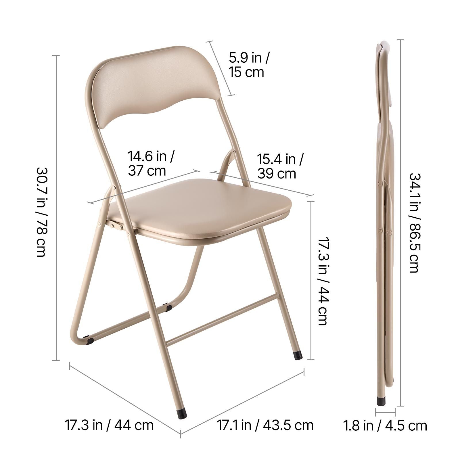 Khaki Padded Folding Chairs – Set of 4 – product image 8