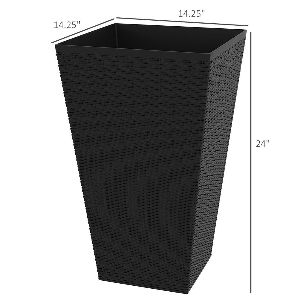 Tall Black Rattan-Style Planters – Set of 3 – product image 3