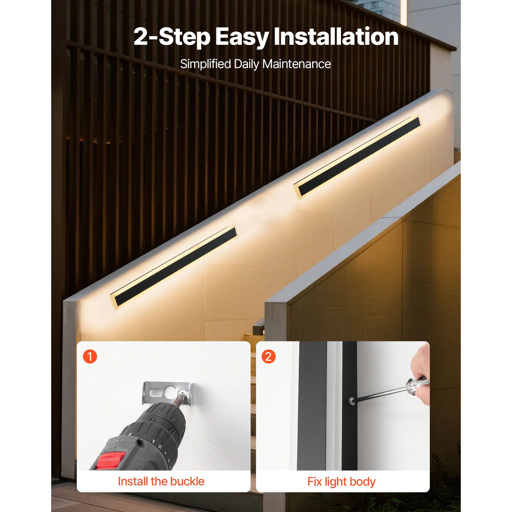 Modern 31.5-Inch Outdoor Wall Lights – 2 Pack – product image 5