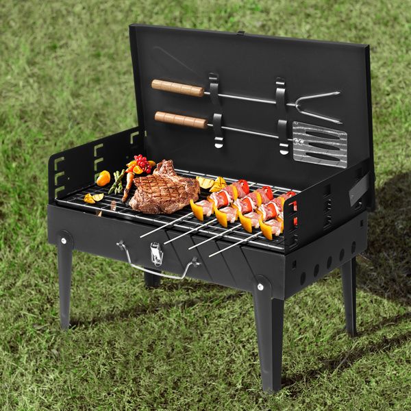 Portable Square Charcoal Grill – Black – product image 13