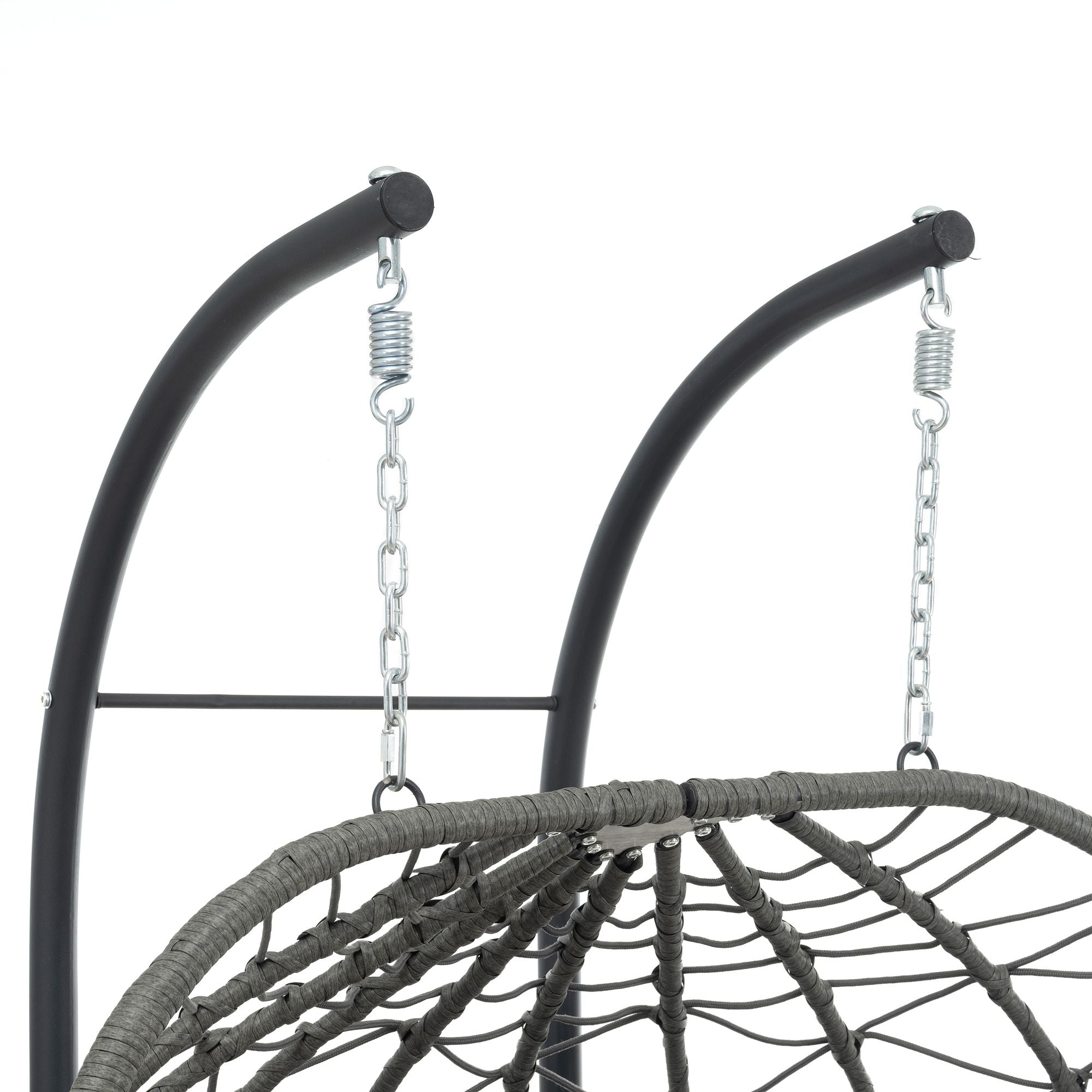 Two-Person Wicker Egg Chair with Stand – Light Gray – product image 13