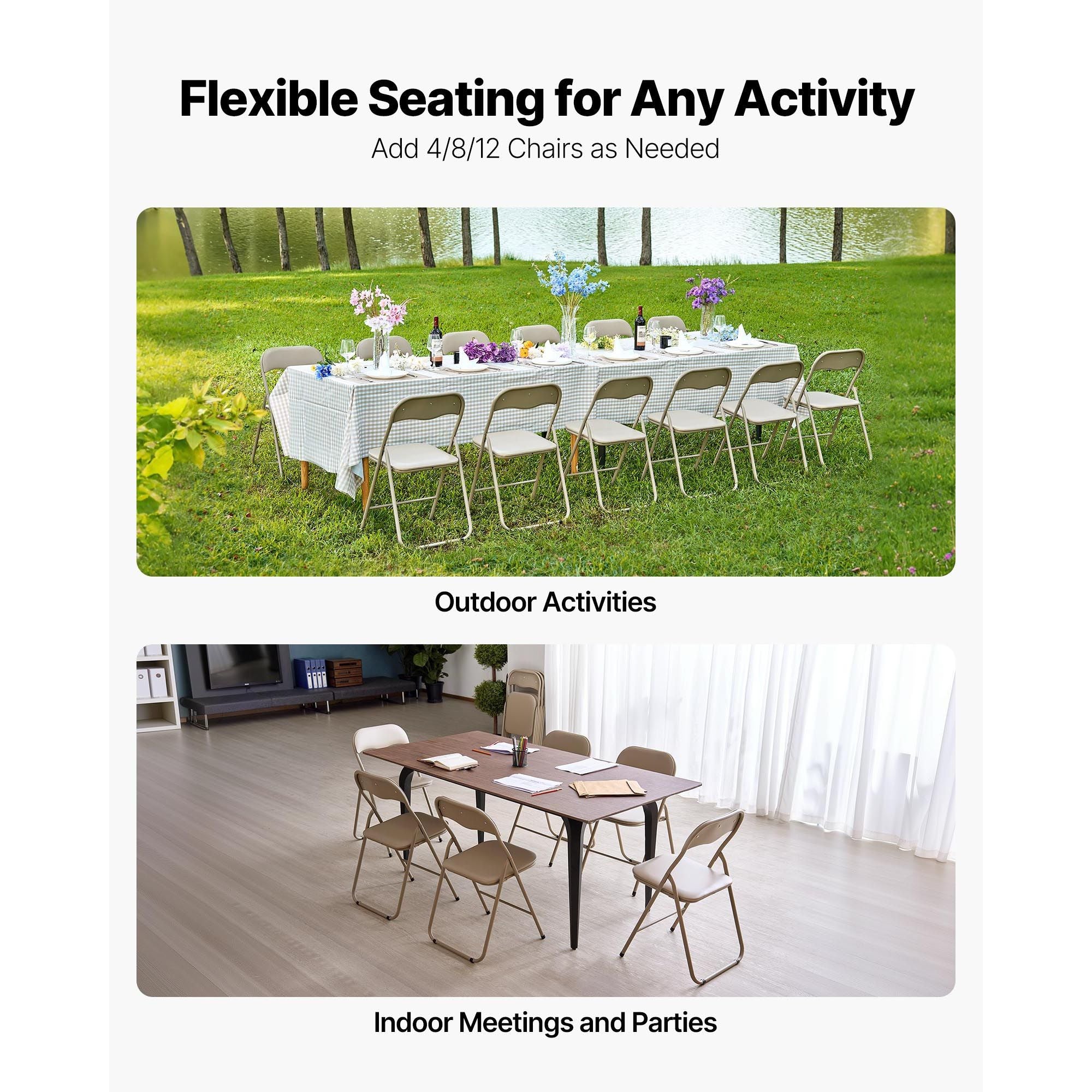 Khaki Padded Folding Chairs – Set of 4 – product image 7