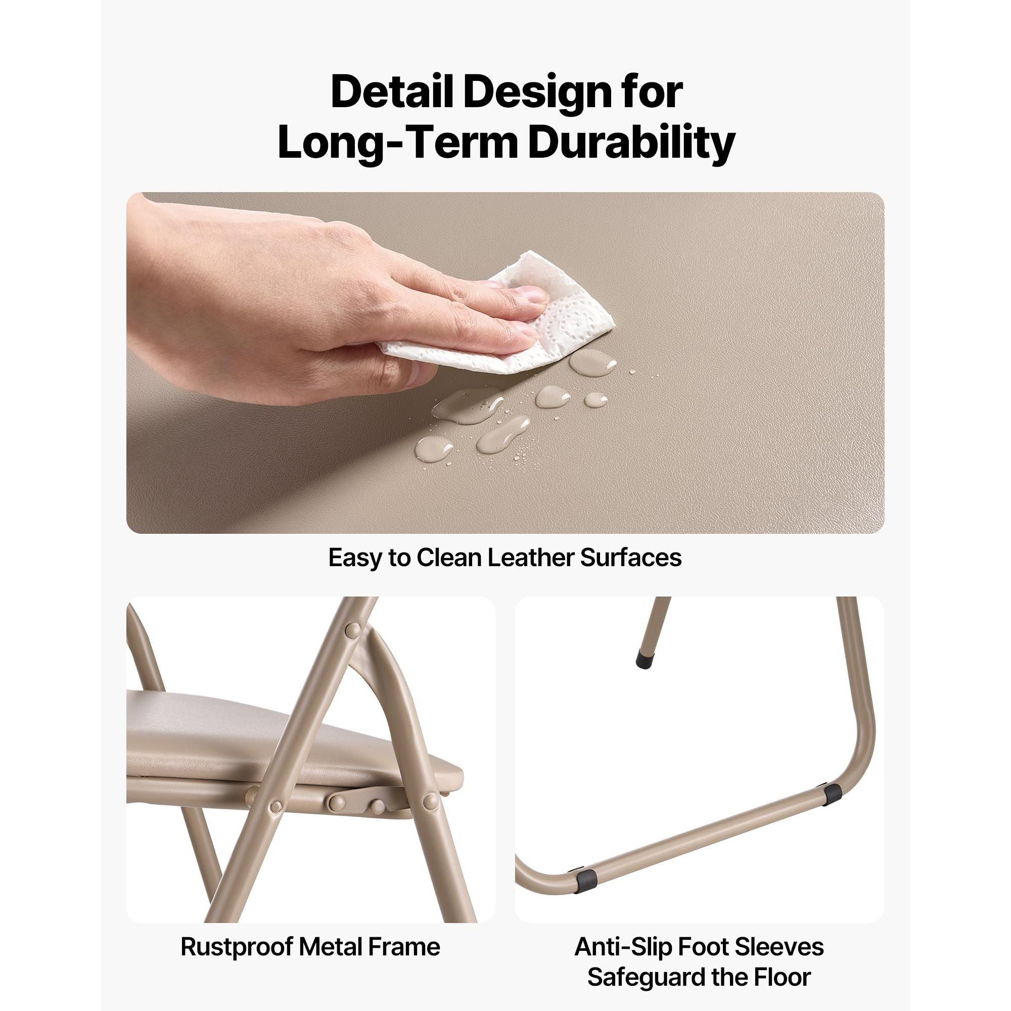 Khaki Padded Folding Chairs – Set of 4 – product image 5