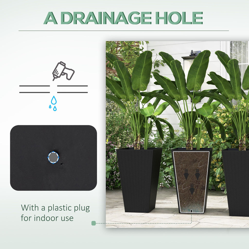 Tall Black Rattan-Style Planters – Set of 3 – product image 6