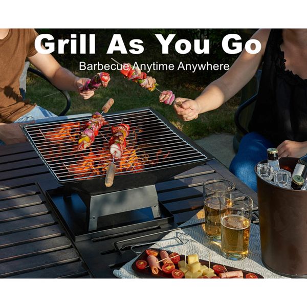 Portable Square Fire Pit and Charcoal Grill – product image 5