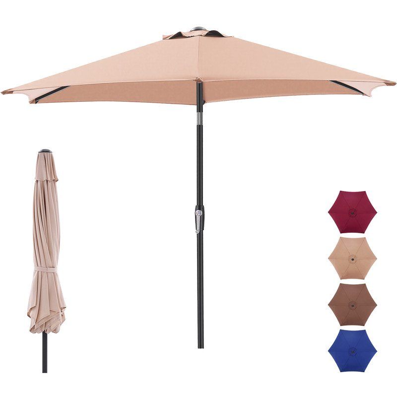 7.5 Ft Beige Patio Umbrella with Tilt and Crank