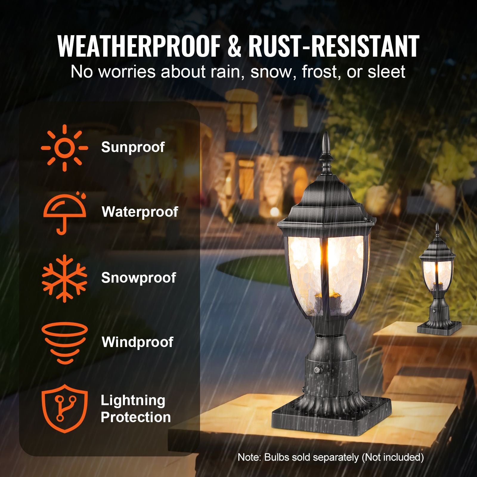 Dusk-to-Dawn Outdoor Post Lights with Pier Bases – 2 Pack – product image 3