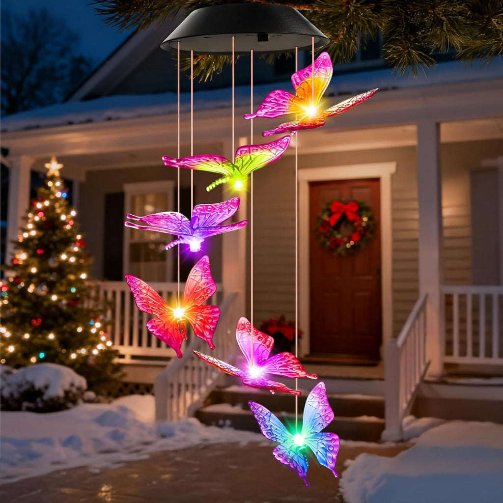 Butterfly Solar Wind Chime Light – Multicolor