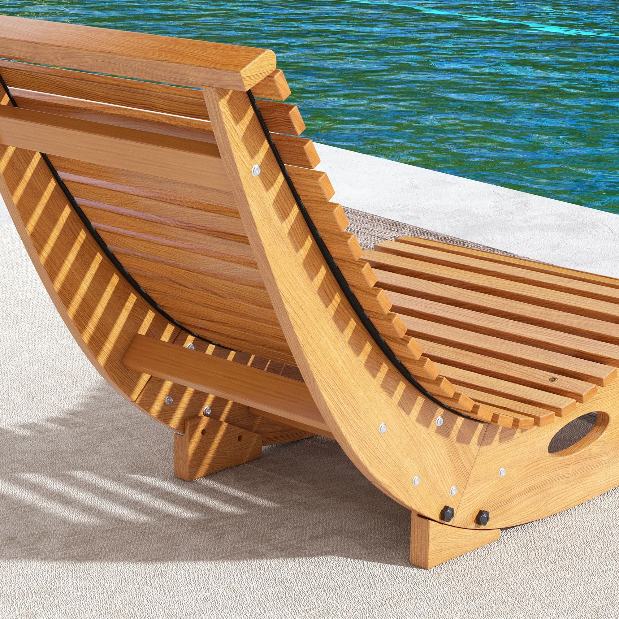 Slatted Wooden Outdoor Rocking Chair – Teak Finish – product image 7