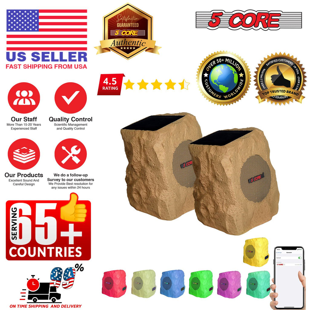 Solar Bluetooth Rock Speakers with RGB Lighting – 2 Pack – product image 14