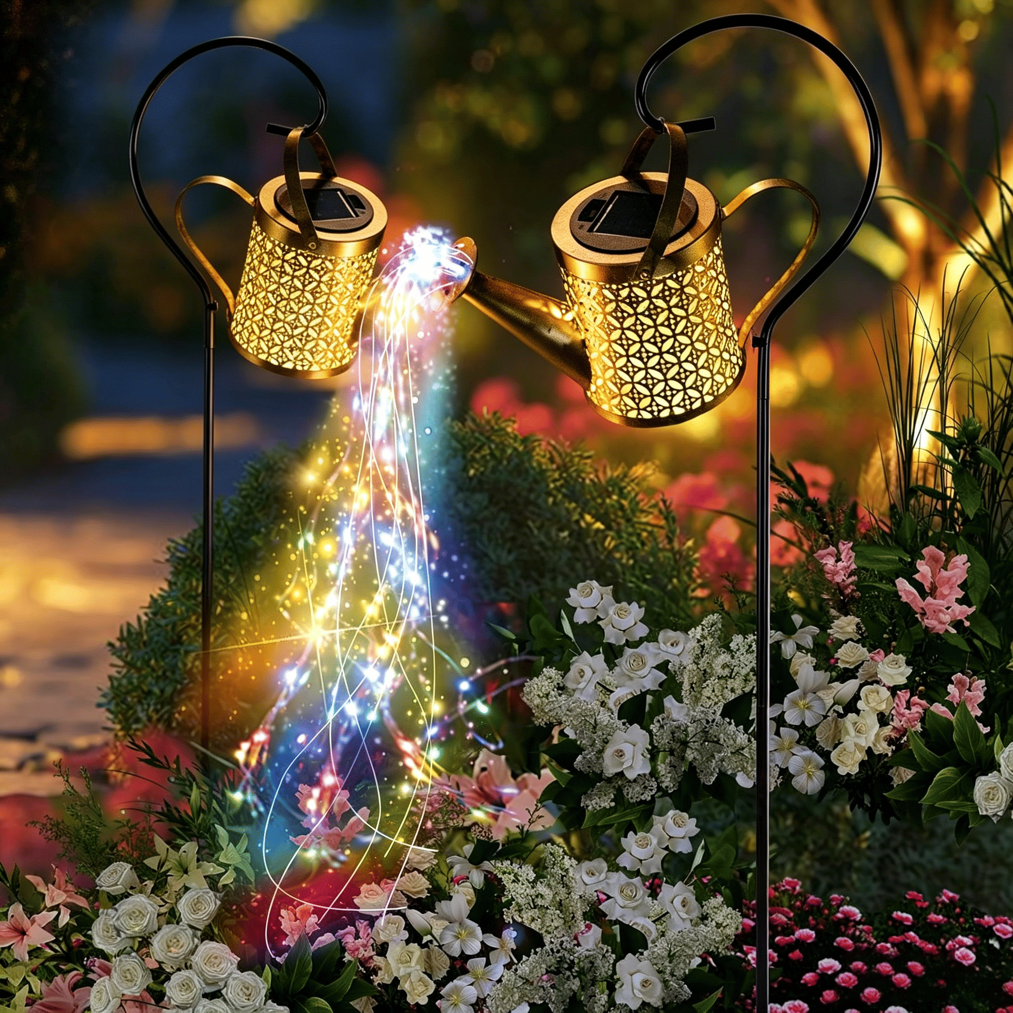 Watering Can Solar Garden Lantern with Hanging Hook – product image 2
