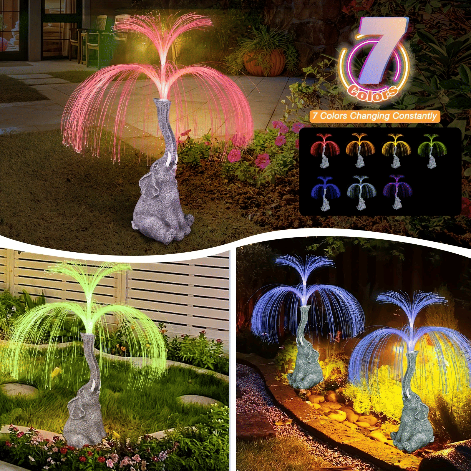 Solar Elephant Garden Fountain Light – product image 6