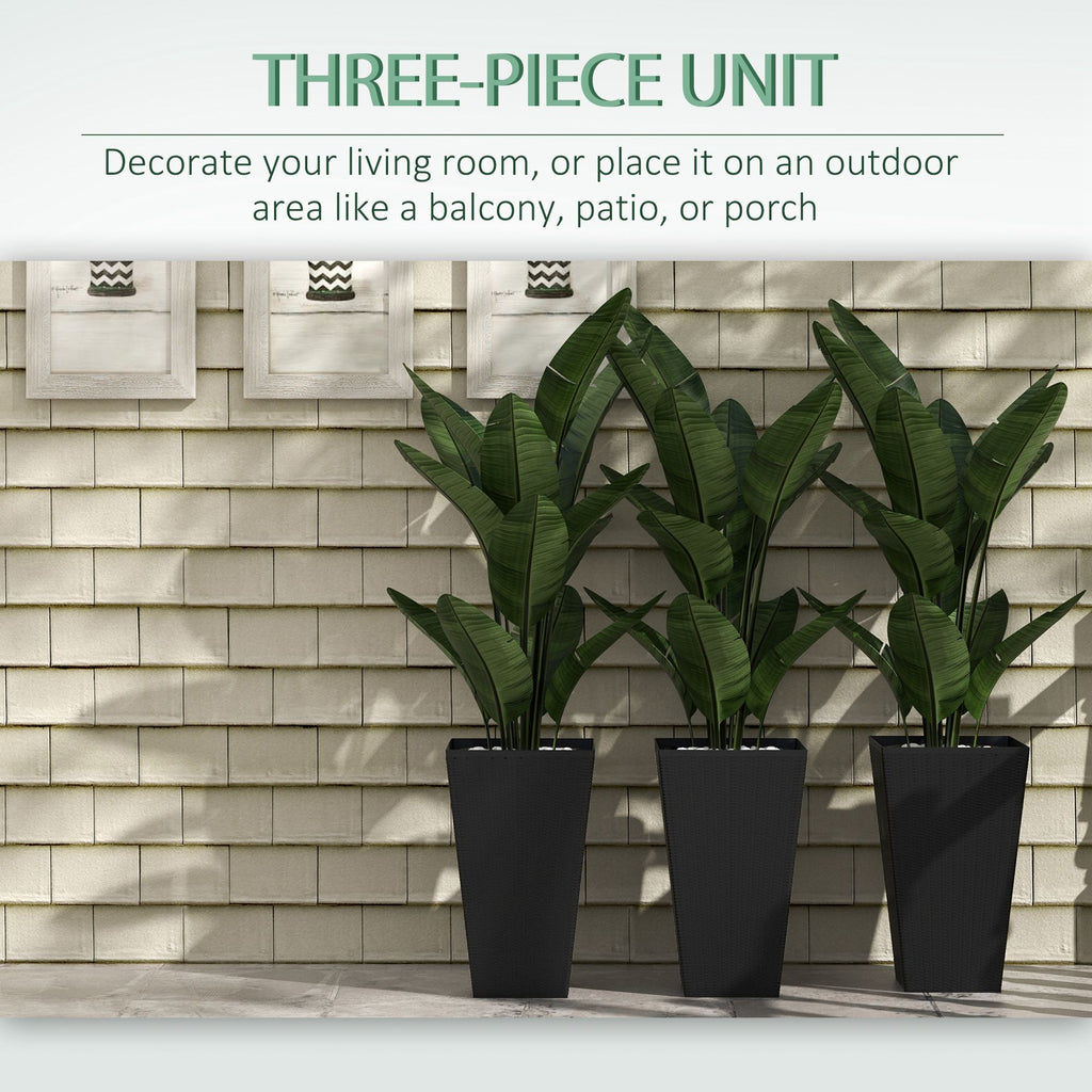 Tall Black Rattan-Style Planters – Set of 3 – product image 5
