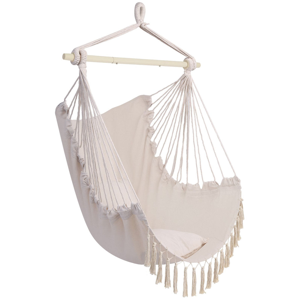 Beige Tassel Hanging Chair