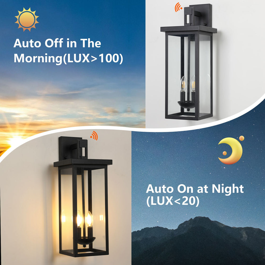 22-Inch Dusk-to-Dawn Outdoor Wall Lantern – Black – product image 10