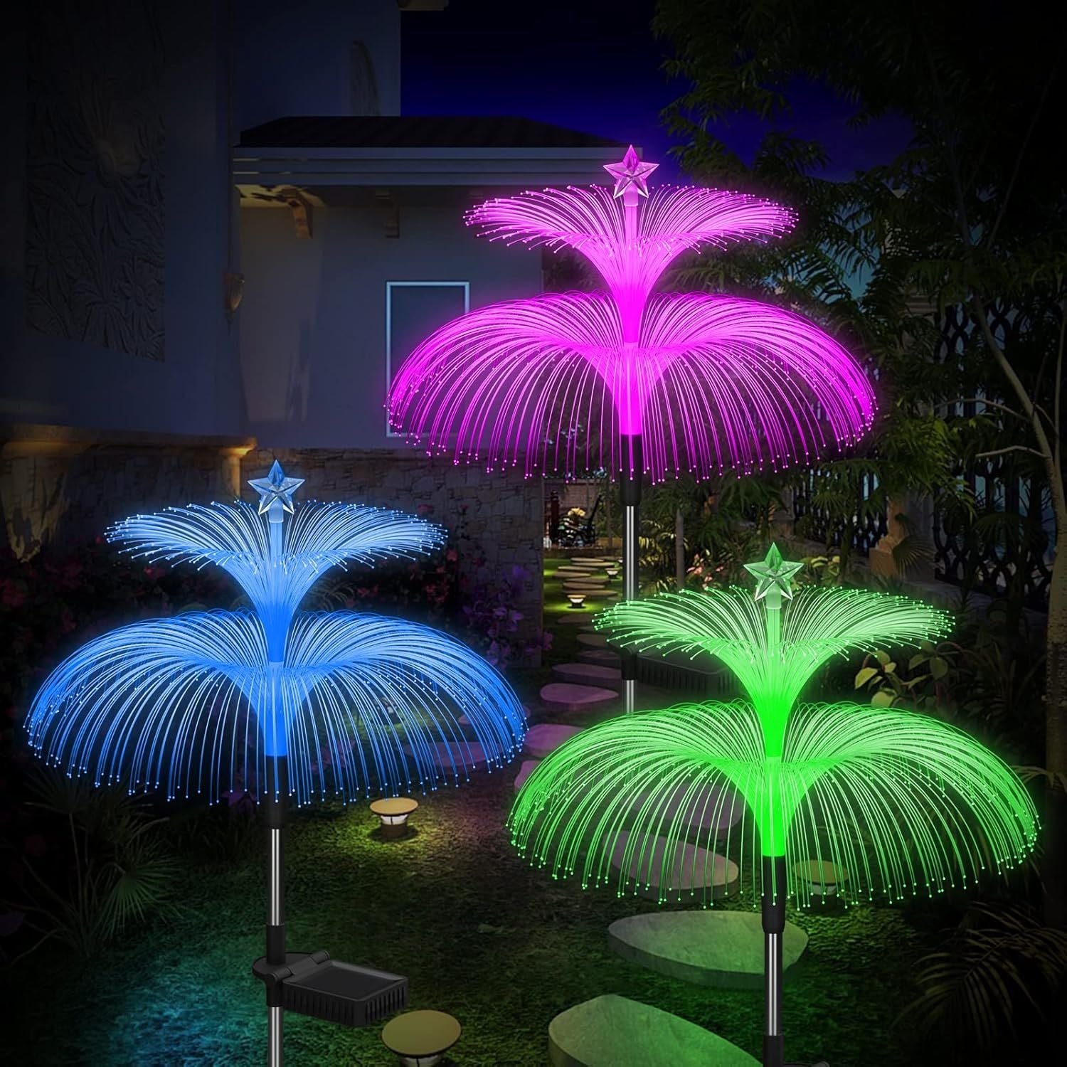 Color-Changing Solar Jellyfish Garden Lights – 3 Pack