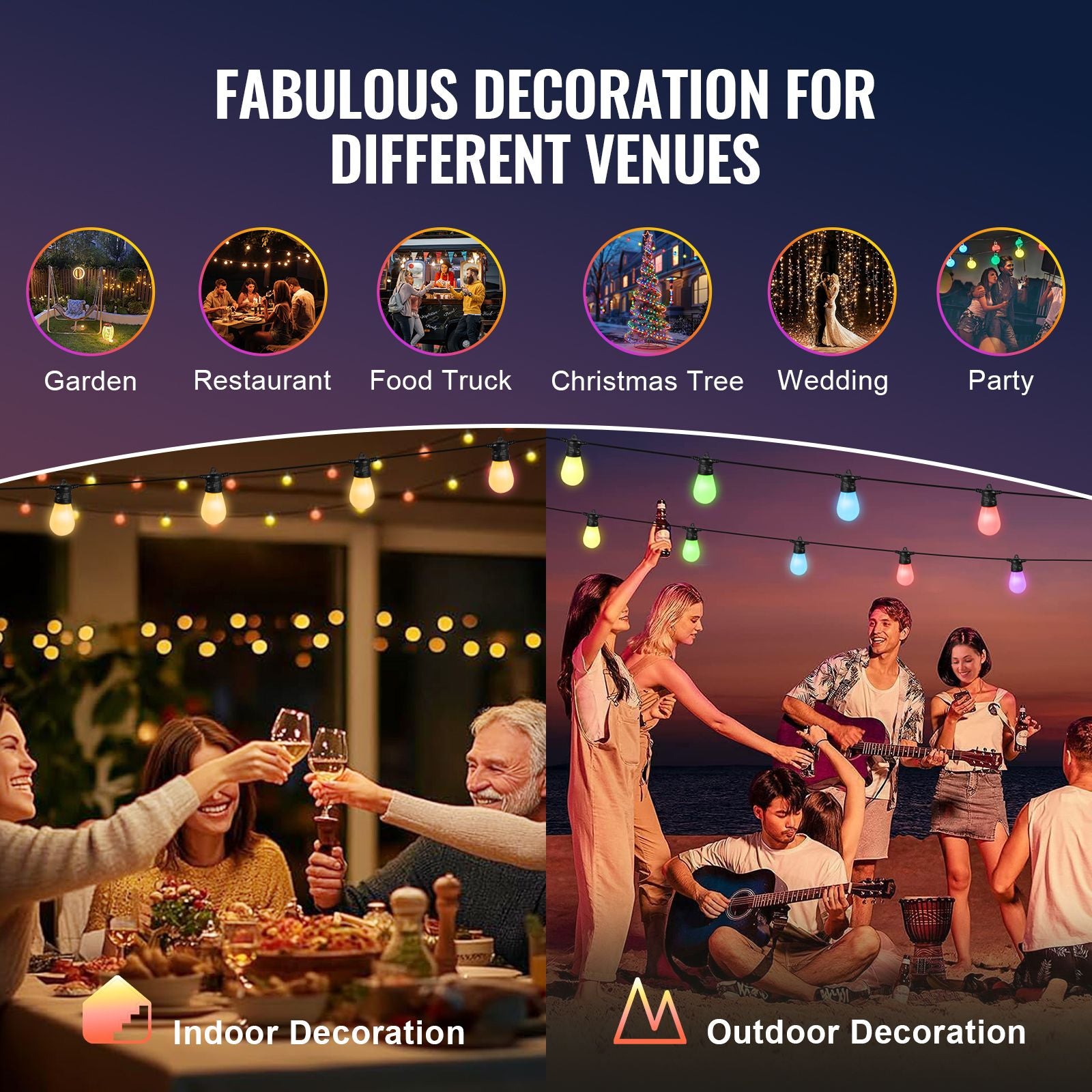 50 Ft RGB Outdoor String Lights with App Control – product image 6