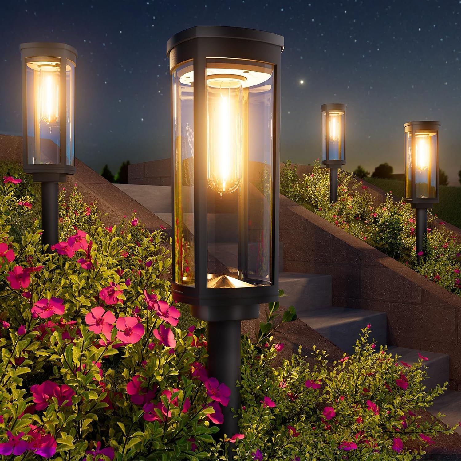 Warm White Solar Lawn and Patio Lights – 8 Pack