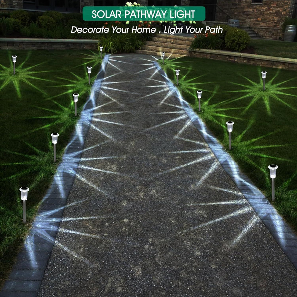 Stainless Steel Solar Pathway Lights – 10 Pack