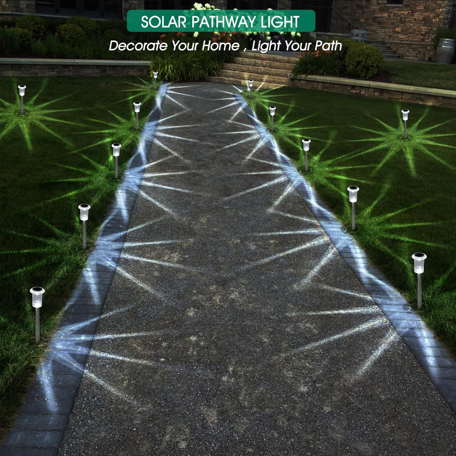 Stainless Steel Solar Pathway Lights – 10 Pack